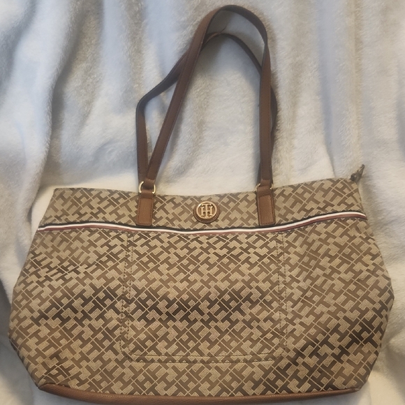 EUC Tommy Hilfiger Monogrammed Tote Bag - Picture 1 of 7